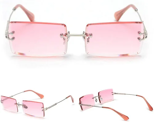 Miniatura 5 de MINCL - Gafas de sol rectangulares pequeñas para mujer ultraligeras color caramelo sin marco