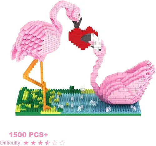 Miniatura 5 de Mini bloques de construcción Larcele de perros, ladrillos de juguete para construir mascotas, 950 piezas KLJM-02, Flamingo