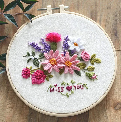 Miniatura 5 de Awesocrafts Kit de bordado, corona de flores, plantas de amor, gama completa de kits de bordado para principiantes y adultos, patrones fáciles