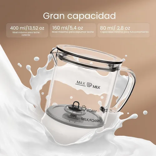 Miniatura 6 de Casimhu Espumador de Leche 4 en 1, Espumador de Leche Eléctrico y Vaporizador con Pantalla Táctil LED, Fondo Forrado de Cerámica, Calentador