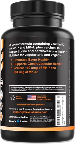 Miniatura 7 de Suplementos de vitamina K2 – Vitamina K2 de espectro completo MK7, MK4 y calcio – Vitamina K de alta resistencia funciona con vitamina D3 K2 5000 UI