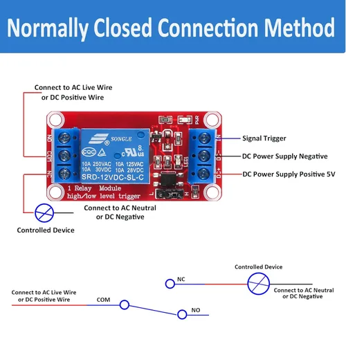 Miniatura 3 de Módulo de relé de 5 V CC - Placa de interruptor de relé de 1 canal con aislamiento optoacoplador, disparador de nivel alto o bajo 5 V-4