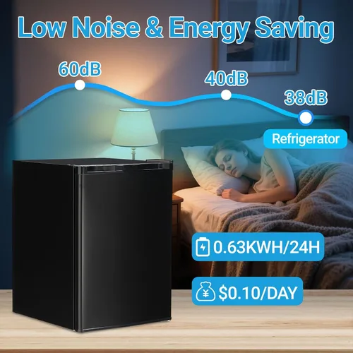 Miniatura 7 de Erivess Mini refrigerador de 2.6 pies cúbicos con congelador, refrigerador compacto de una sola puerta con 7 ajustes de temperatura ajustable, 2