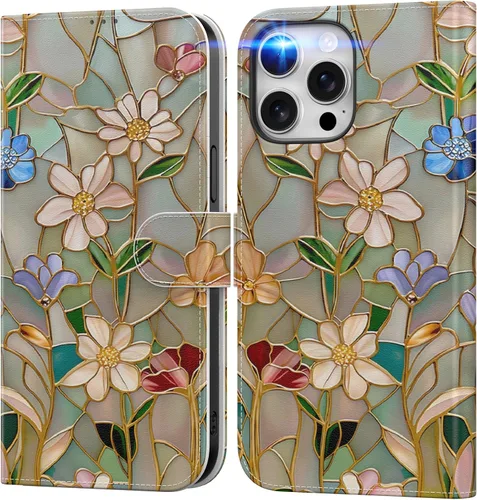 Miniatura 94 de DEENAKIN Funda tipo cartera para iPhone 15 con tarjetero + clip para efectivo, bloqueo RFID, protección contra caídas de grado militar y obras