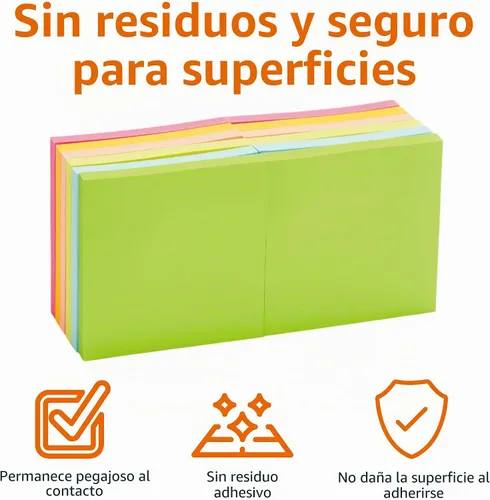 Miniatura 2 de Amazon Basics Notas adhesivas mini rectangulares, 1.5x2 pulgadas, almohadillas autoadhesivas de colores brillantes, fáciles de usar para el hogar