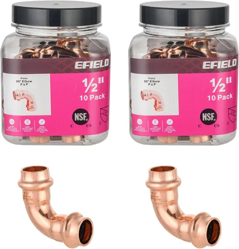 Miniatura 8 de EFIELD - Prensa de cobre de 1 x 1 pulgada (paquete de 5) accesorios de codo de 90 grados para conexión de tubo de cobre