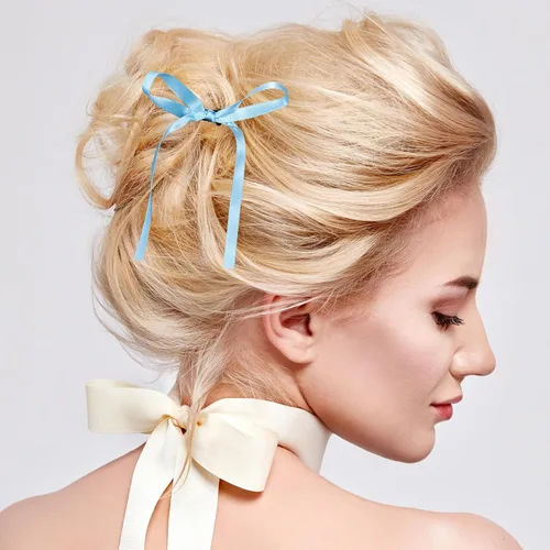 Miniatura 4 de HINZIC 18 pinzas para el cabello con lazo azul de 4.3 pulgadas, cintas largas para Halloween, rave, Navidad, boda, graduación, pasadores de pelo