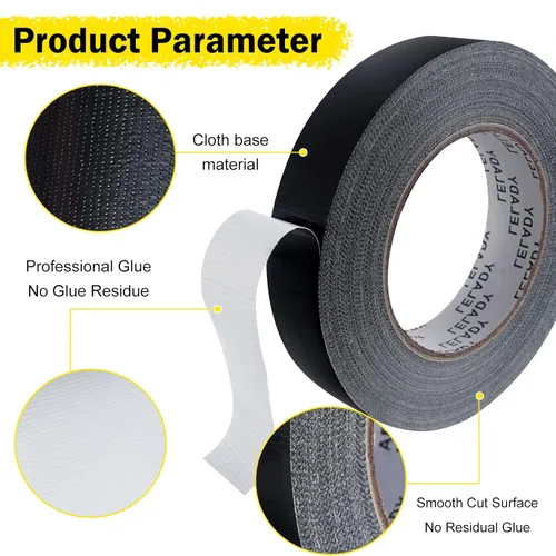 Miniatura 4 de Cinta adhesiva de 1 pulgada x 40 yardas, 2 rollos, negro, resistente, sin residuos, impermeable para embalaje, uso industrial y profesional