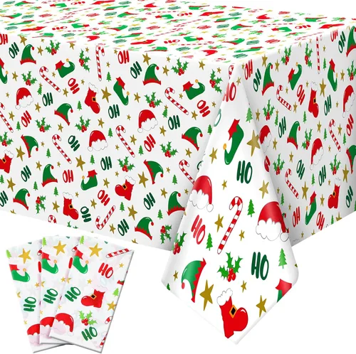 Miniatura 8 de Newwiee Paquete de 3 manteles de Acción de Gracias de 108 x 54 pulgadas, manteles de plástico desechables de otoño, mantel rectangular impermeable