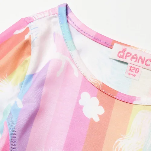 Miniatura 5 de Qpancy Vestidos a juego para muñecas y niñas, trajes de unicornio de manga larga, ropa de algodón