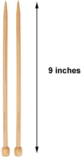 Miniatura 2 de ChiaoGoo Agujas de tejer rectas de 9 pulgadas (9.1 in) de bambú natural tamaño US 9 (0.217 in) paquete con 1 soporte para puntadas Artsiga Crafts