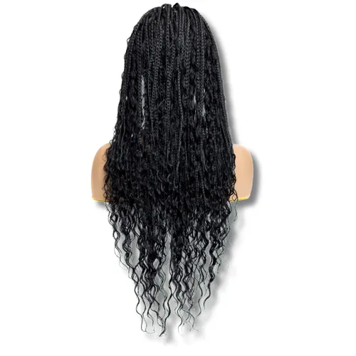 Miniatura 15 de PIB - Peluca trenzada bohemia de encaje completo de 24 pulgadas, pelucas trenzadas sin nudos para mujeres negras, peluca trenzada sintética