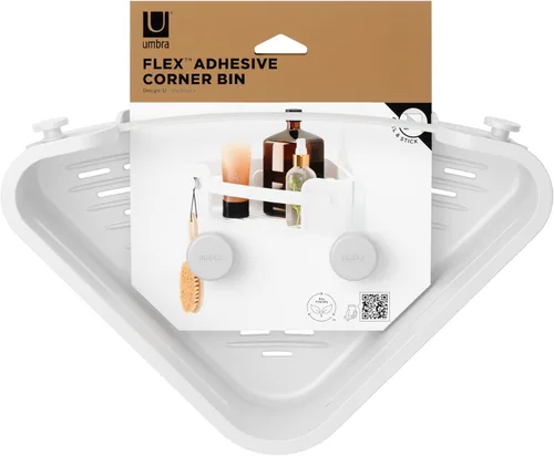 Miniatura 7 de Umbra Estante de esquina de ducha adhesivo flexible para baño, color blanco