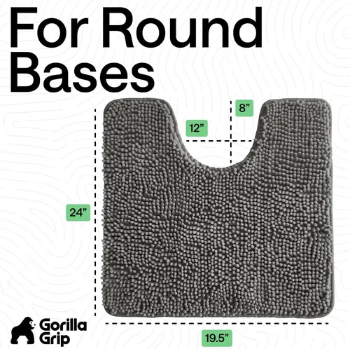 Miniatura 2 de GORILLA GRIP - Alfombra de baño de felpa absorbente y peluda con respaldo de goma para base ovalada de inodoro, alfombras lavables a máquina, suaves
