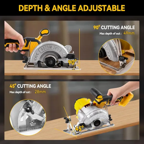 Miniatura 6 de JOJOCY Sierra circular inalámbrica sin escobillas de 5 pulgadas, 6200 RPM, 2 cuchillas de madera, 1 guante de hoja de azulejos, solo herramienta