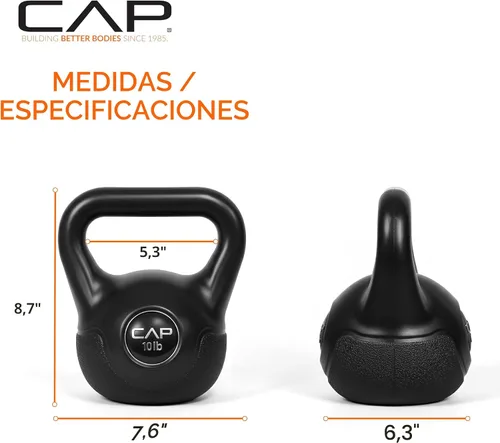 Miniatura 4 de CAP Barbell Juego de pesas de cemento de 45 LB – Pesas de 10 lb, 15 lb y 20 lb recubiertas de vinilo para entrenamiento de fuerza, cardio