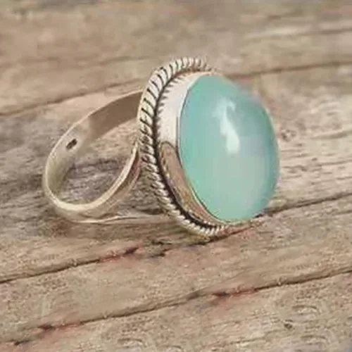 Miniatura 4 de Anillo de cristal con patrón vintage de jade para propuesta de cumpleaños, novia, anillo de fiesta de compromiso (verde menta, 9)