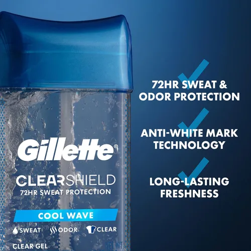 Miniatura 2 de Gillette Desodorante antitranspirante en gel transparente, ola fresca, 3.8 onzas