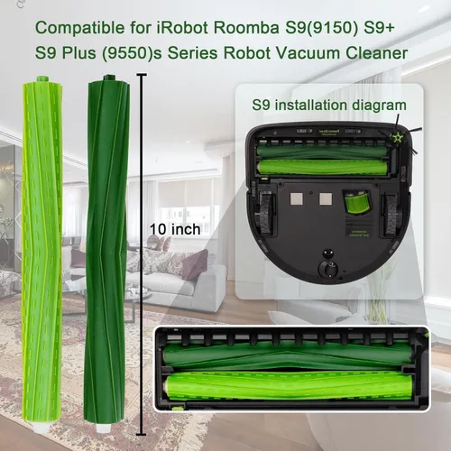 Miniatura 3 de Piezas de repuesto para aspiradora iRobot Roomba s9 (9150) s9+ s9 plus (9550) serie S, cepillos de rodillo de goma multisuperficie, 2 juegos Paquete