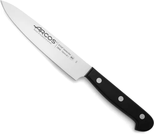 Arcos Cuchillo de chef de 6 pulgadas de acero inoxidable. Cuchillo de cocina para cortar y pelar alimentos pequeños. Mango ergonómico de