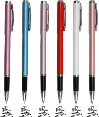Miniatura 8 de Bolígrafos de metal, punta fina de 0.020 in, bolígrafo de tinta de gel líquido, bolígrafo de tinta negra, juego de escritura para suministros