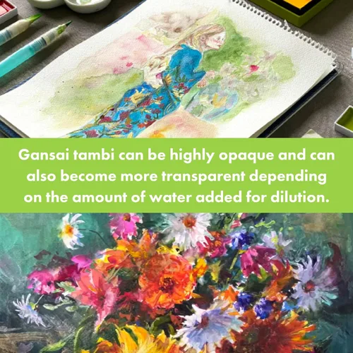 Miniatura 6 de Kuretake GANSAI TAMBI - Juego de pintura de acuarela de 36 colores, suministros de arte de calidad profesional para artistas, pintura para adultos
