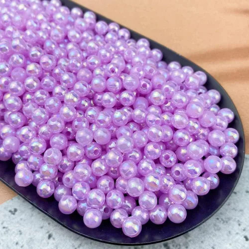 Miniatura 3 de 1000 cuentas de perlas para manualidades de 0.236 pulgadas, colores AB, cuentas redondas sueltas para collares, pulseras, aretes, joyería, Morado