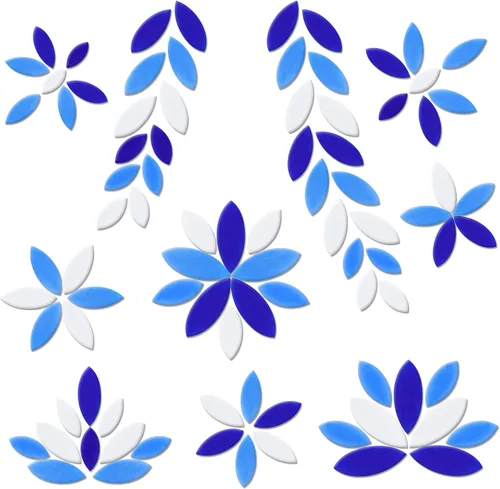 Miniatura 8 de Yoption 100 azulejos de mosaico de pétalos, azulejos cortados a mano con hojas de flores de vidrio para arte y decoración del hogar