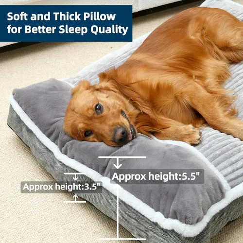 Miniatura 5 de WINDRACING Cama grande para perros con almohada para jaula de perrera, sofá cama para perro, cama súper suave para mascotas, tamaño mediano, Jumbo