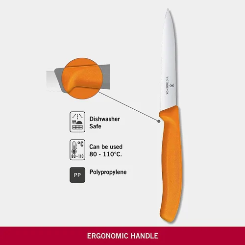 Miniatura 3 de Victorinox 6.7736.L9 Swiss Classic - Cuchillo de pelar para cortar y preparar frutas y verduras, hoja serrada en naranja, 3.9 pulgadas
