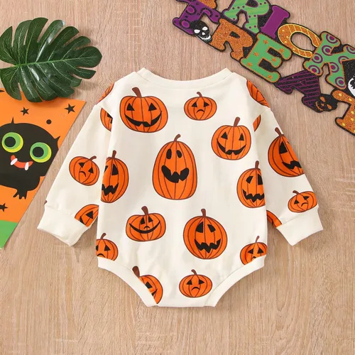 Miniatura 44 de FYBITBO Traje de Halloween para recién nacido, niña y niño, espeluznante temporada, mameluco con burbujas para otoño, Halloween, ropa de bebé