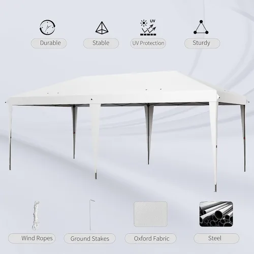 Miniatura 5 de Toldo Outsunny de fácil armado, blanco, de 3 x 6 metros
