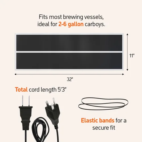 Miniatura 6 de Calentador de fermentación Carboy, envoltura de calefacción Kombucha con termostato para control de temperatura, cinturón eléctrico de almohadilla
