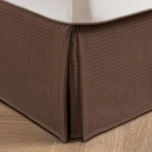 Miniatura 8 de MIYE Falda de cama plisada con tejido de gofre, volante de polvo a medida con caída de 12 pulgadas, ajuste fácil, lavable a máquina, sin esquinas