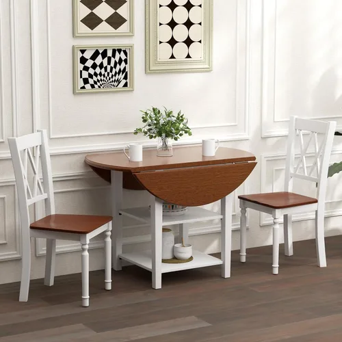 Miniatura 2 de Giantex Juego de 2 sillas de comedor blancas de madera con asiento de madera de goma, patas de madera de acacia, carga máxima de 360 libras, sillas