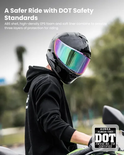Miniatura 2 de Cascos de motocicleta para adultos, hombres y mujeres, casco ligero de cara completa para bicicleta de calle, carreras, DOT con visera extra