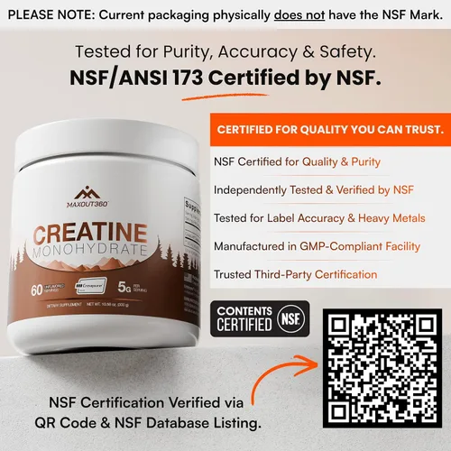 Miniatura 3 de Creapure - Monohidrato de creatina en polvo, 60 porciones, sin sabor, creatina certificada NSF para crecimiento muscular, fuerza y recuperación