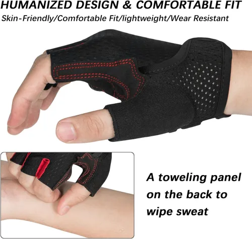 Miniatura 3 de MOREOK Guantes de ciclismo para hombresmujeres-almohadilla de gel de 0.197 in Guantes de ciclismo de medio dedo para ciclismo, levantamiento