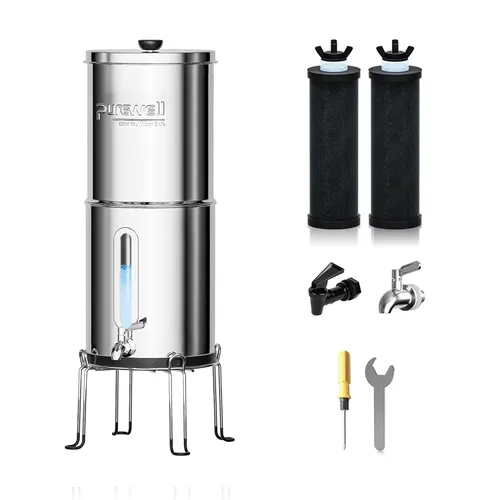 Miniatura 17 de Purewell Sistema de filtro de agua de gravedad portátil de 1.0 galones, sistema de encimera de ultrafiltración de 4 etapas de 0.01 μm con ventana