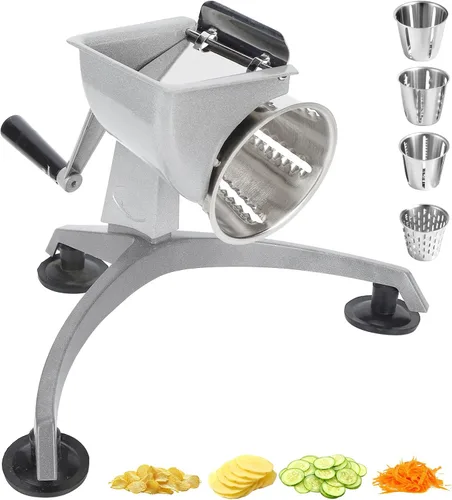 Trituradora de verduras, picadora de verduras, manivela de mano, rallador de alimentos con 5 cuchillas de acero inoxidable, para herramienta de