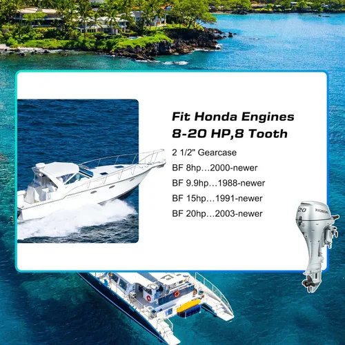 Miniatura 6 de La actualización del OEM 4 cuchillas 9 1/4x10 aluminio barco hélice cabida Honda Motores 8-20 HP 8 Spline dientes partes No.58134-ZV4-010AH, RH