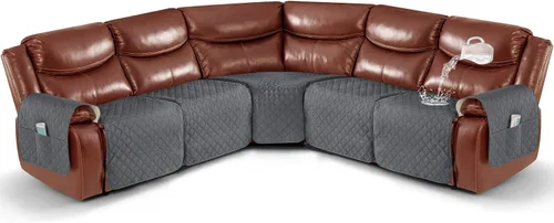 Miniatura 8 de Ruaozz Fundas de Sofá Seccional Reclinable Extra Grandes Impermeables Funda de Sofá para Sofá Reclinable en Forma de L de 5 Asientos Fundas de Sofá