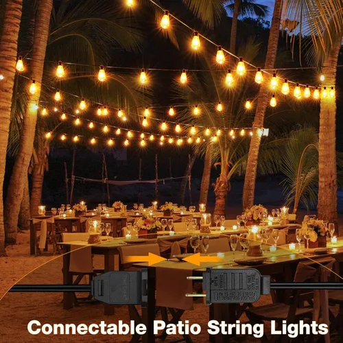 Miniatura 3 de GLUROO Cadena de luces al aire libre de 180 pies, más de 90+6 piezas de bombillas vintage irrompibles de 2700 K, luces de cadena LED para patio al