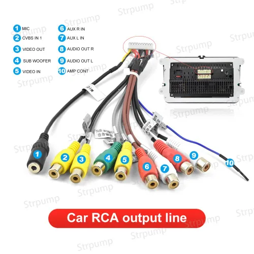 Miniatura 3 de Radio de Coche Estéreo 20PIN RCA Cables de Audio y Video con Salida de Subwoofer, Entrada de Micrófono para Radio Estéreo Android de Terceros