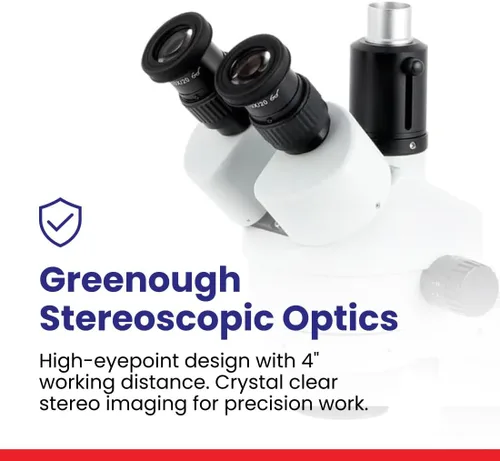 Miniatura 6 de AmScope SM-3T microscopio estéreo trinocular profesional con zoom estereoscópico SM-3T con control simultáneo de enfoque, oculares WH10x, aumento