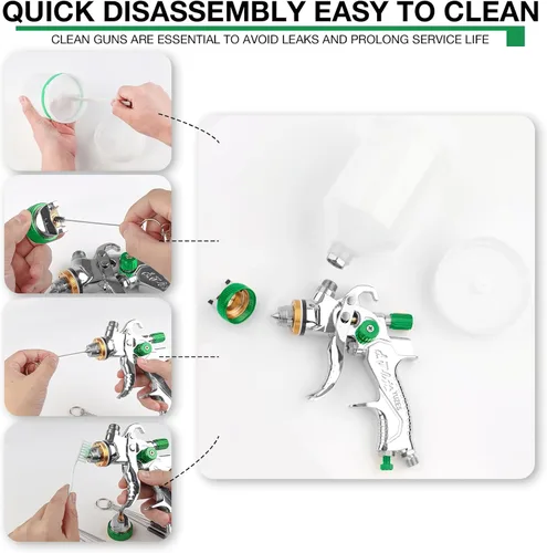 Miniatura 7 de YUZES - Pistola pulverizadora HVLP con boquillas de 1.4/1.7/2.0mm, fácil de usar, pistola de pintura en aerosol para autos, muebles, pintura DIY