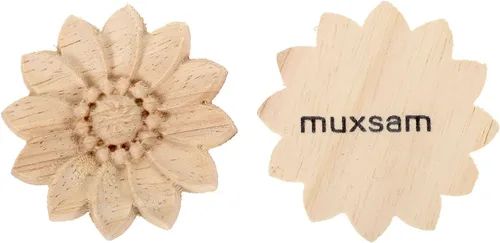 Miniatura 3 de MUXSAM Paquete de 10 calcomanías redondas de madera tallada sin pintar para decoración de cofres del hogar, gabinete, puerta, muebles (2.0 in)