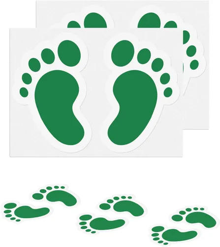 Miniatura 12 de 20 pares de calcomanías de huellas negras de 3 x 7 pulgadas, vinilo autoadhesivo para zapatos, decoración de pies a distancia, impermeable