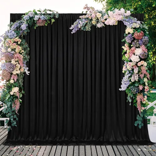 Miniatura 9 de Cortina de fondo marfil de 10 x 10 pies para fiestas, bodas, tela de poliéster, cortinas para fotos, decoración de fondo para baby shower