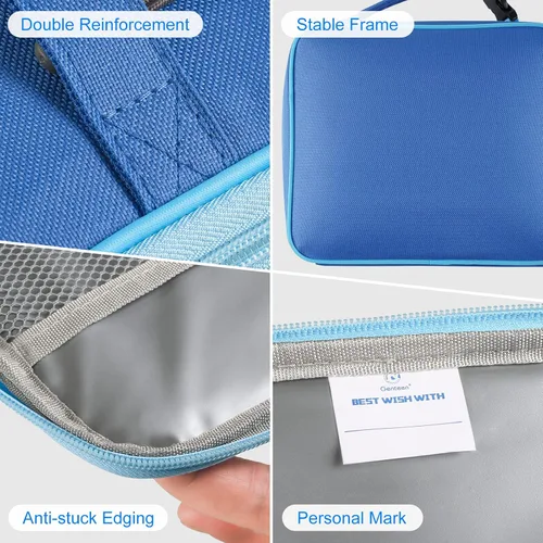 Miniatura 7 de Genteen Paquete de 2 bolsas de almuerzo suaves aisladas con doble cremallera, resistente, congelable y reutilizable para niños, hombres